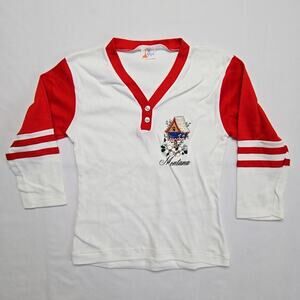 Vintage  Montana Graphic Tee Le Riche Red White Long Sleeve Womens Small Shirt